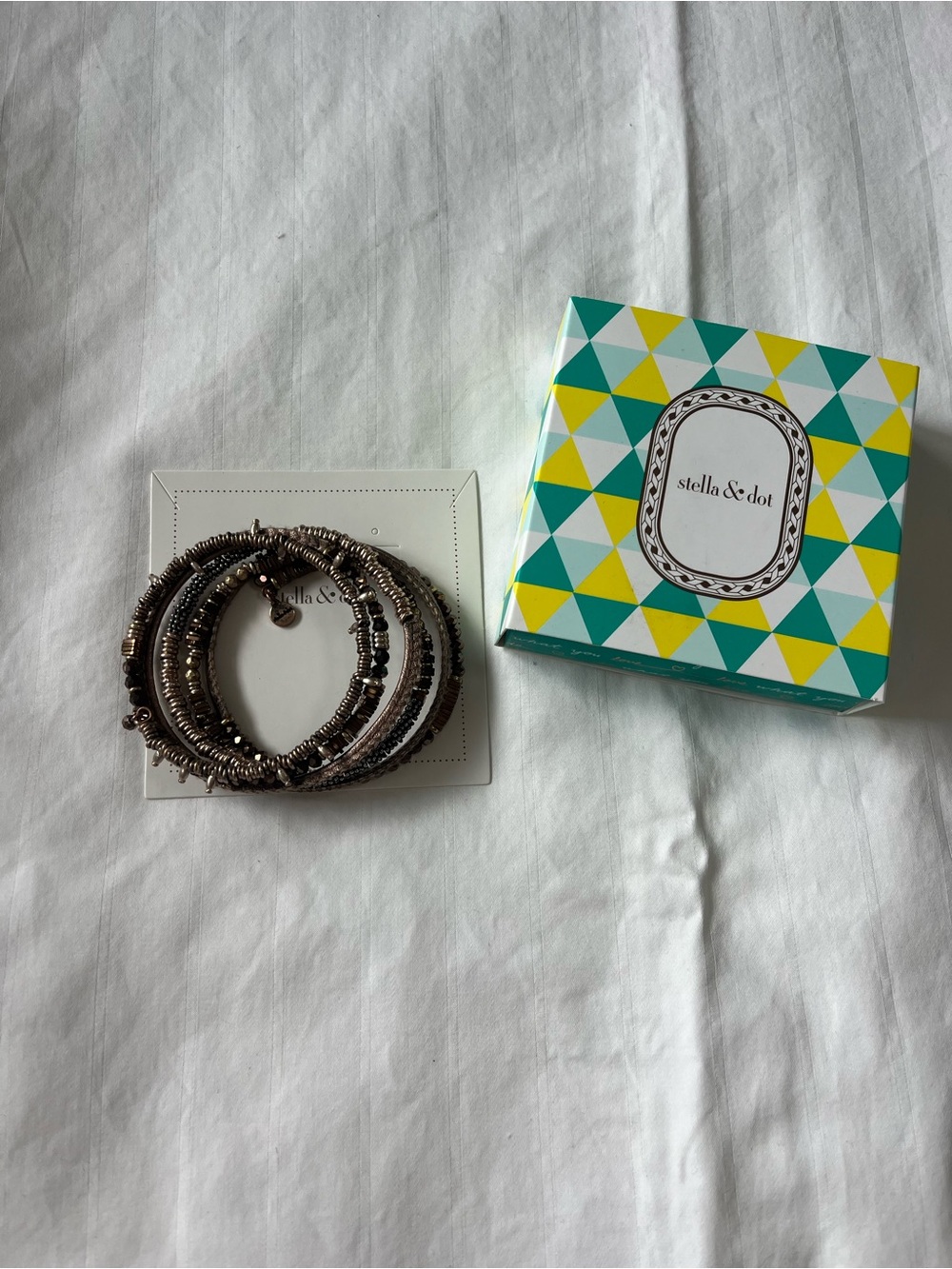 Stella & Dot Gunmetal and Silver Multi-Strand Coil Bracelet